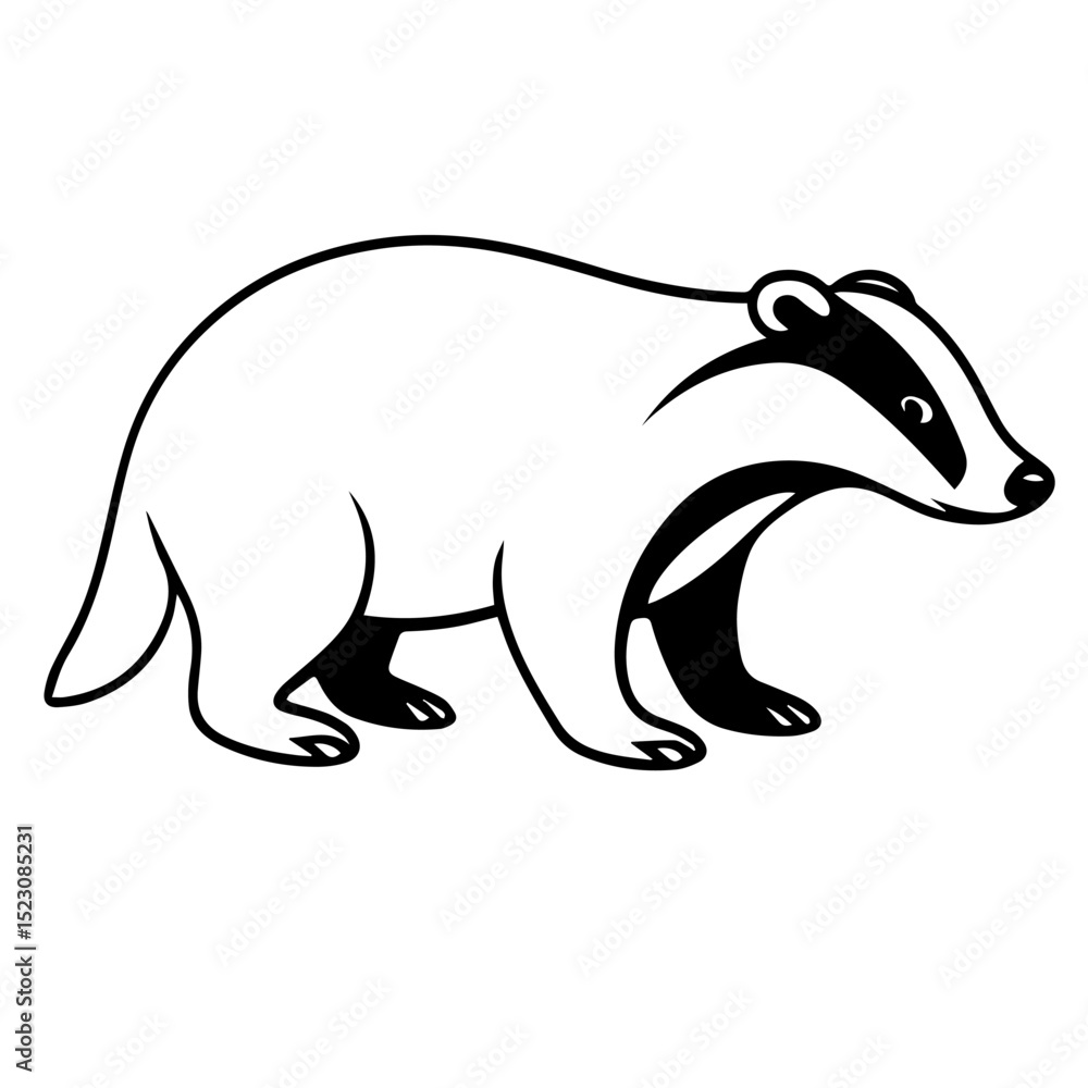 Fototapeta premium badger vector realistic line icon on white background Vector line icon animal, wildlife