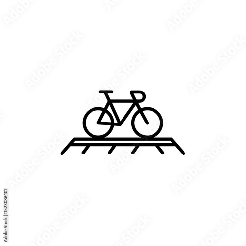 Bicycle outline rests atop parking minimalist transportation structure
