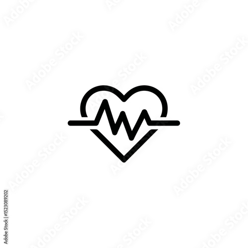 Heartbeat icon shows pulse in medical logo concept graphic design