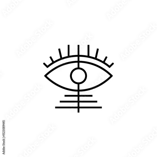 Geometric eye observes blank space minimal graphic design