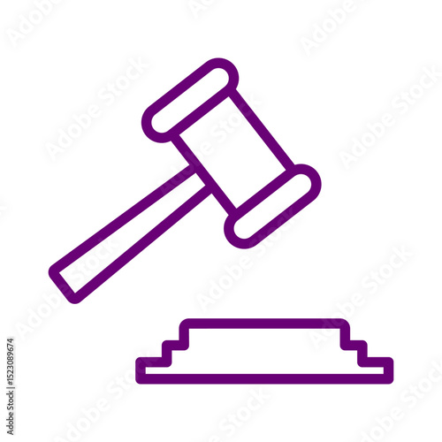 Judge Gavel Icon Representing Law, Legal Decision, Justice Court, and Trial Judgment Concept
