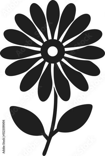 Black daisy flower silhouette a classic bloom with radiating petals