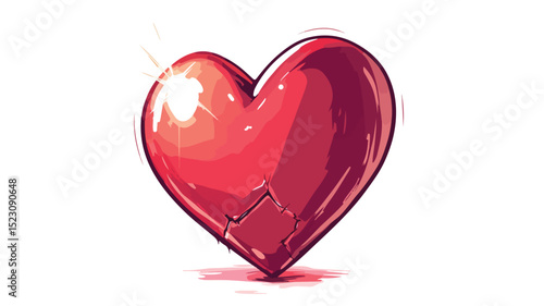 Red Heart with Broken Heart Below - Love and Heartbreak Concept
