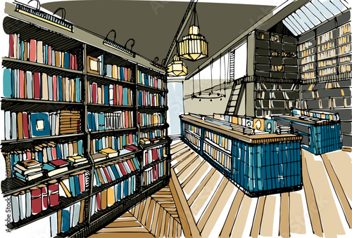 Hand-Drawn Sketch of a Bookstore. Reading Hobby and Business Concept. Handmade Vector Illustration, Not AI