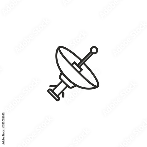 Antenna broadcasts signal communication isolated white background outline satellite
