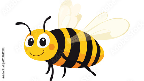 Cute Cartoon Bee Vector Illustration Isolated on White Background