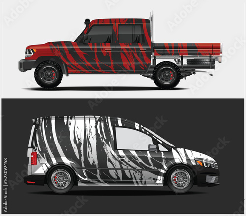 Abstract Brush Stroke Designs for Truck and Van Wraps