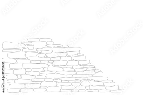 stone wall cad drawing for landscape, outdoor and nature park