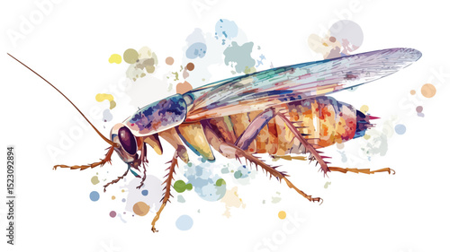 Detailed Cockroach Vector Illustration Isolated on White Background