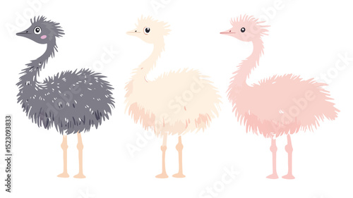 Adorable Ostrich Vector Illustration - Isolated Cute Design for Graphic Projects