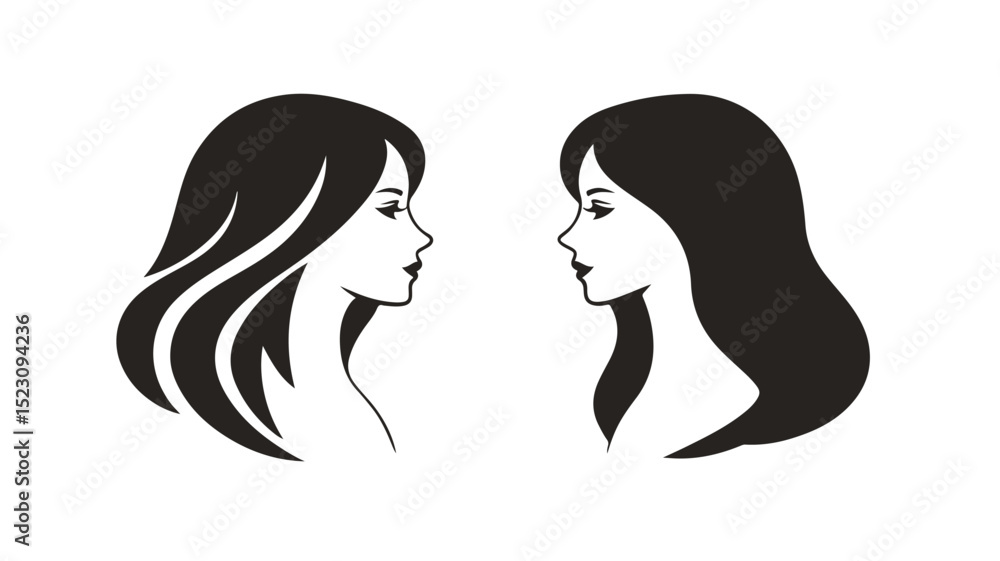 Modern vector icon of female profile for professional use on isolated background Modern vector icon of female profile for professional use on isolated background