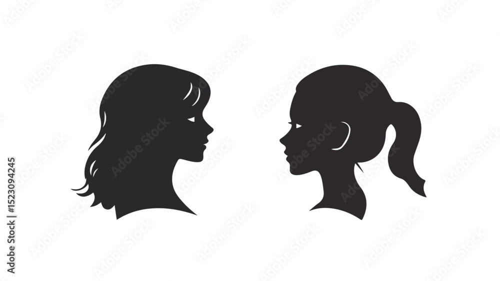 Modern vector icon of female profile for professional use on isolated background Modern vector icon of female profile for professional use on isolated background