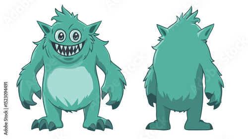 Eerie Green Monster Vector Illustration with Isolated Background