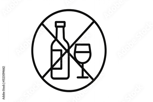 Black and white logo with 'no alcohol' text, simple and clear design, isolated on transparent background.
