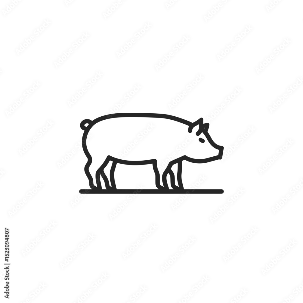 Outline pig stands still on simple ground minimalistic art Outline pig stands still on simple ground minimalistic art