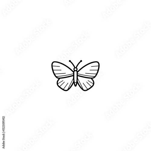 Stylized butterfly flies gracefully in a simple white scene