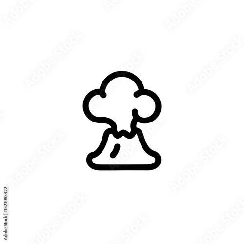 Volcano emits eruption within caldera in simple drawing style