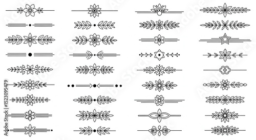 Wallpaper Mural Floral dividers isolated on white background Torontodigital.ca