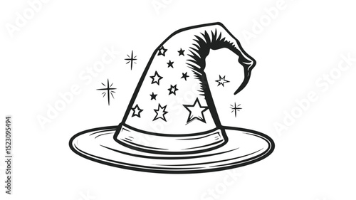 Magician Hat Line Icon Vector Illustration