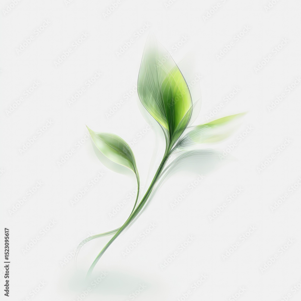 Obraz premium Illustration of a sprouting leaf, soft highlights, delicate shading