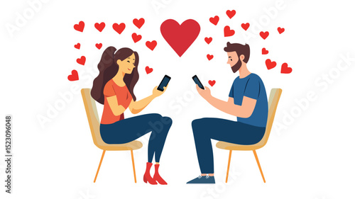 Modern Online Dating Vector Illustration for Isolation