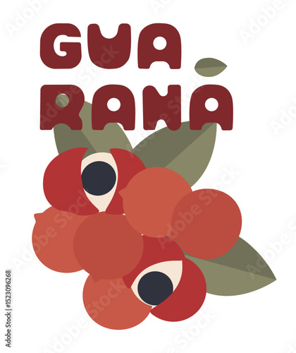 Guaraná fruit flat design banner vector illustration