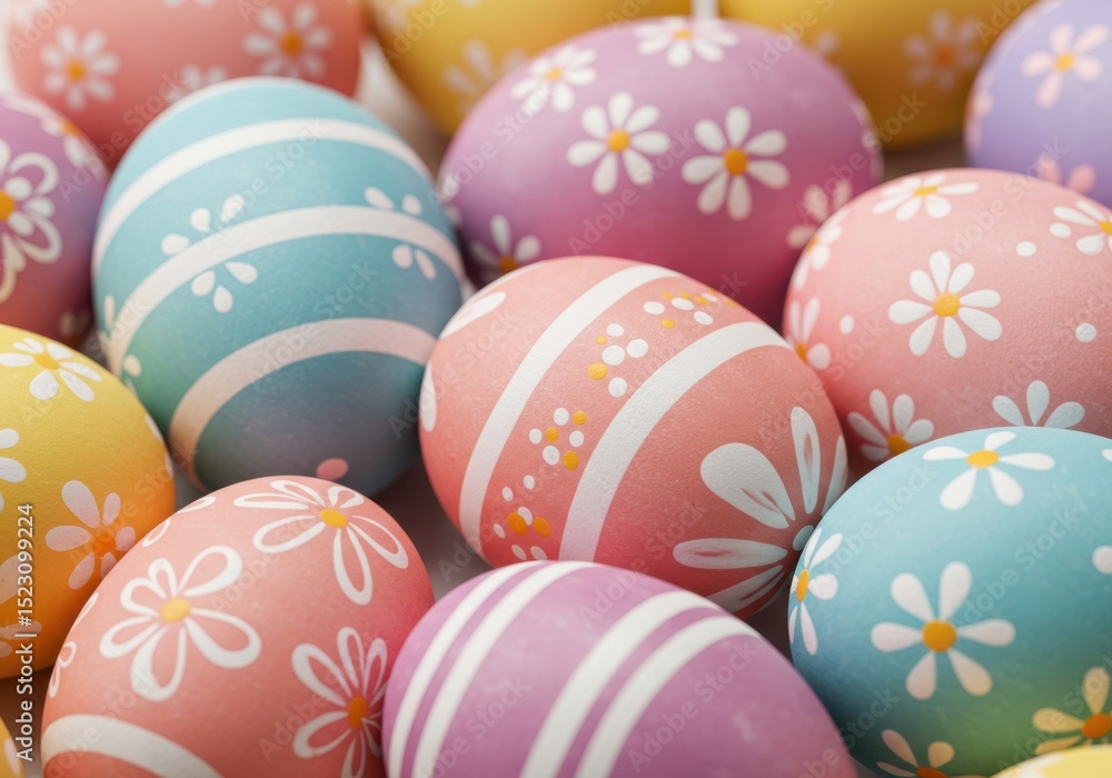 Pastel easter eggs with daisy flower designs Pastel easter eggs with daisy flower designs