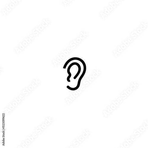 Ear outline listens sound in white background minimalistic style