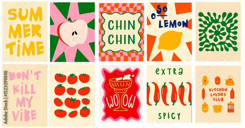 Vector illustration of Italian pasta featuring a modern, fun, and stylish food art design. Perfect for food-related branding, menu design, kitchen & cafe wall decor, posters or kitchen decor.