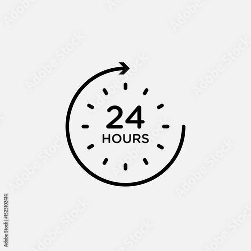 24 Hrs set icon,sign,symbol,pictogram isolated