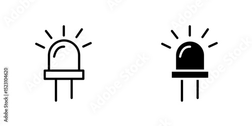 LED vector icon. Outlined icon set in black and white colors, isolated for graphic and web design.