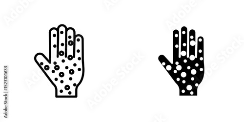 Rash hand vector icon. Outlined icon set in black and white colors, isolated for graphic and web design.