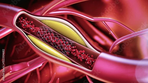 Microscopic View of Blood Vessel with Plaque Build-up