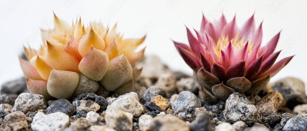 Obraz premium Colorful succulents growing in textured gravel