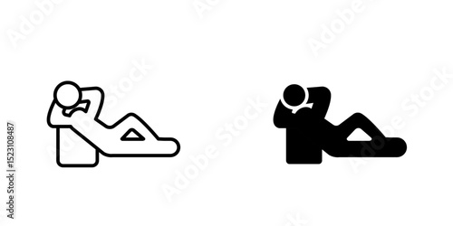 Resting icon, Relax linear icon. Person sitting in relaxed pose. Human taking break from work. Thin line customizable illustration. Contour symbol. 
