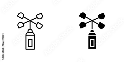 Anemometer, line vector icon on transparent background. Outline Anemometer, line vector icon