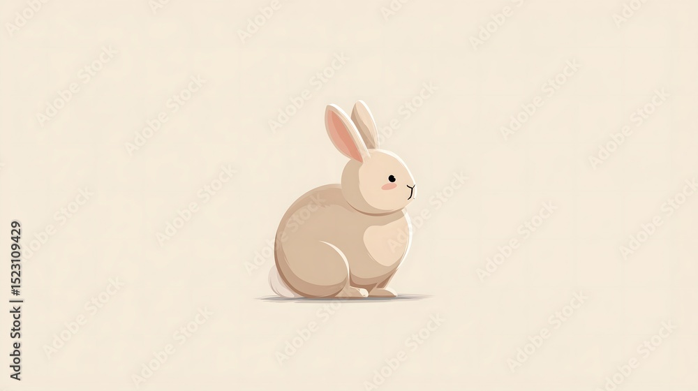 Obraz premium Minimalist Side View Bunny Illustration on Beige Background