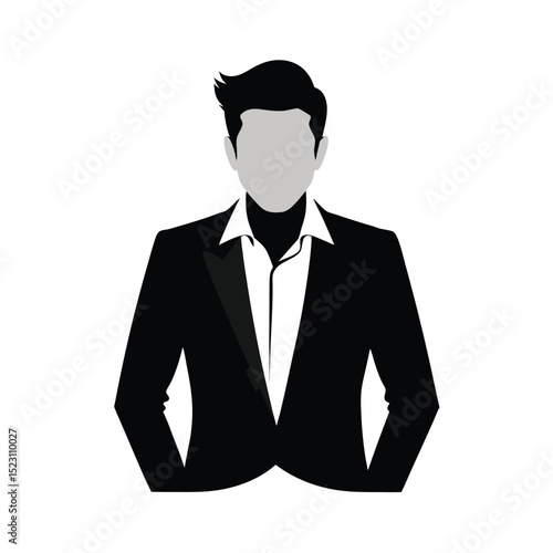men s blazer suit black silhouette vector on white