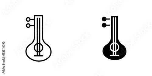 Sitar icon, Sitar icon design with white background stock illustration