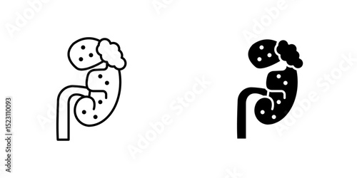 Kidney Disease Icon. Outline style. Vector. Isolate on white background.