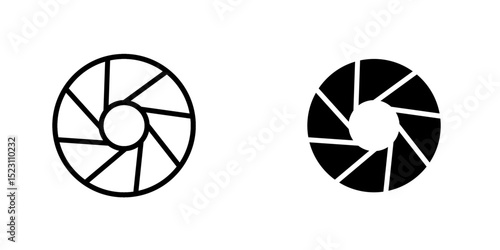 Shutter icon, Camera shutter icons set. Camera lens diaphragm. Set photo camera lens diaphragm