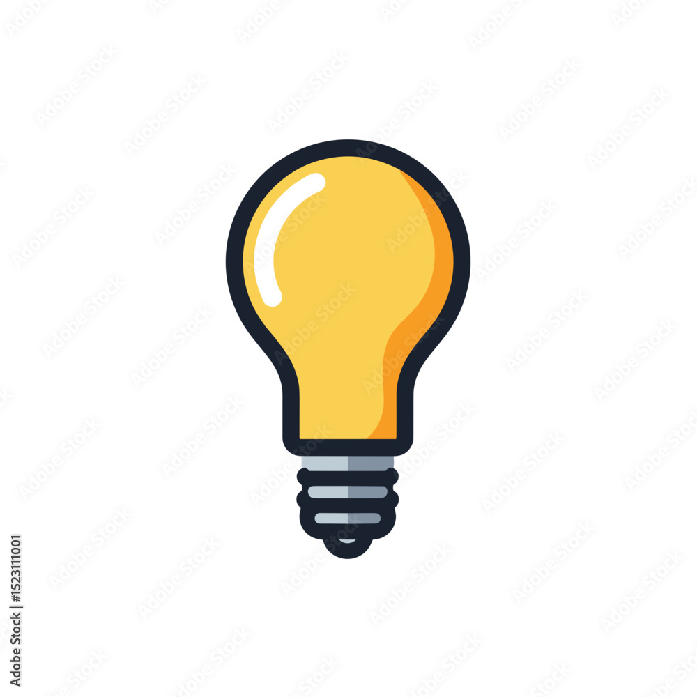 Simple Vector Illustration of a Lit Yellow Light Bulb on a White Background Simple Vector Illustration of a Lit Yellow Light Bulb on a White Background