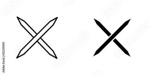 Toothpick icon, Toothpick icon two crossed wooden toothpicks cleaning teeth after eating