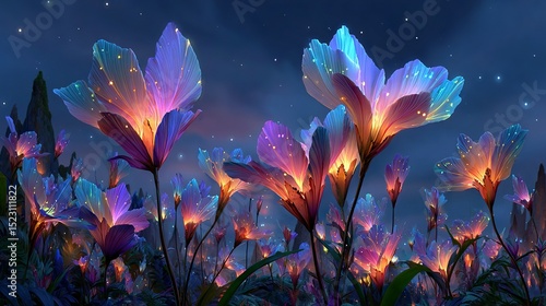  A field of grass with a cluster of flowers against the backdrop of the sky