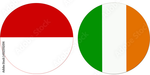 Free Download Indonesia Official flag with Ireland national flag, both countries flags in Round shape and isolated on white background
Circular colorful design Flag with together. - GFXLoad