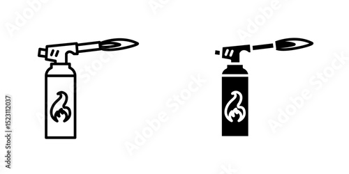 Blowtorch icon, Black lit torch icon on white background.