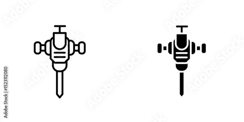 Hydraulic breaker different style icon set. Line, glyph and filled outline colorful version, outline and filled vector sign. Jackhammer symbol, logo illustration. Vector graphics