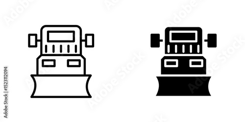 Snowplow Icon, Snow Plough, Snow Plow, Snowplough Icon, Vehicle Used To Remover Snow, Ice From Surface Vector Art Illustration