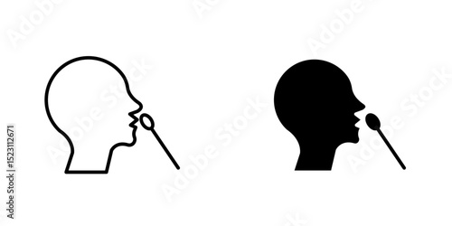 Nasal swab icon, Covid nasal swab icon. Corona virus nasal pcr swab test line icon