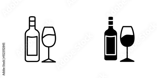 Vodka grey color icon. Bottle and shot glass with drink. Clear distilled alcoholic beverage consumed for drink and in cocktails. Isolated vector illustration
